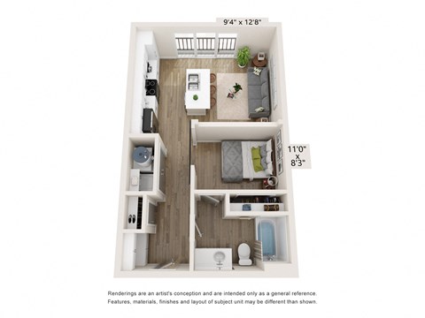 a 1 bedroom floor plan at the residences at silver hill in suitland, md